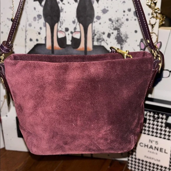 Coach Burgundy Suede Mini Soho Bucket Bag – Y2K Era RARE VINTAGE - Picture 5 of 10